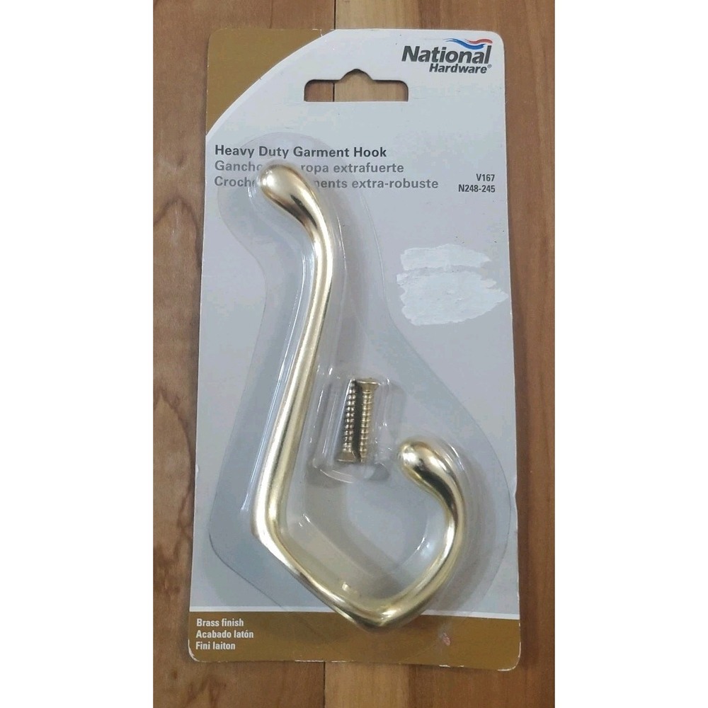 National Solid Brass Polished Garment Coat Hat‎ Hook N248-245